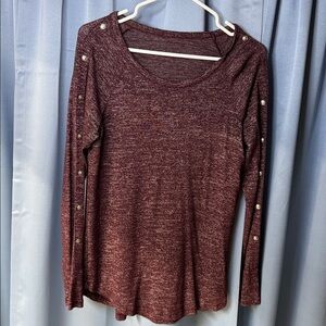 Chic Maroon Knit Top with Button Details